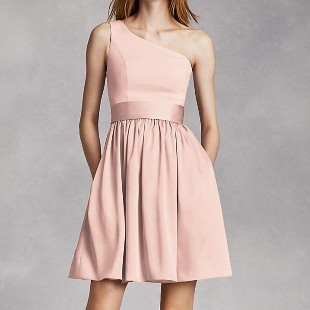 Vera Wang One Shoulder Bridesmaid Dress~ Blush